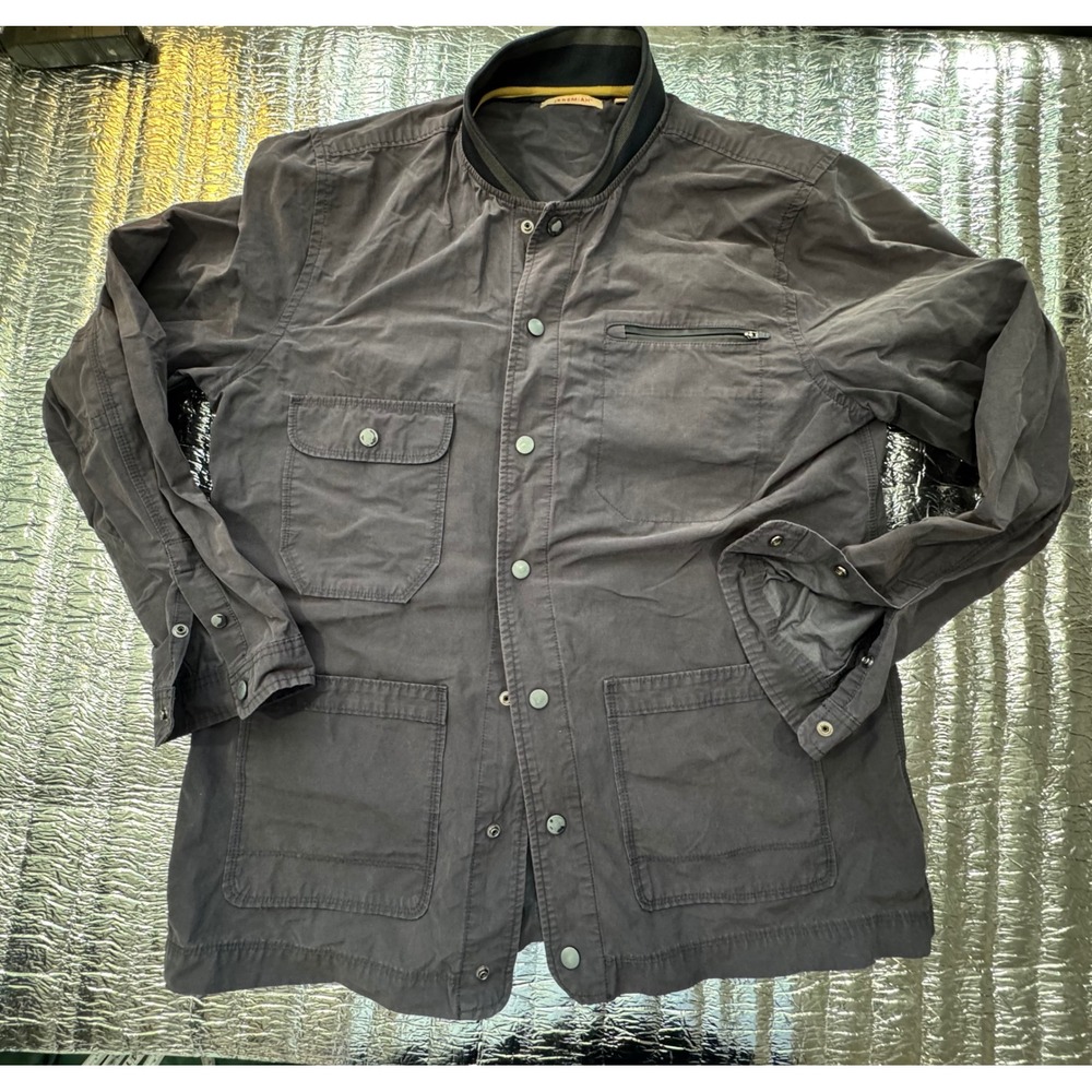 Jeremiah Mens Field Jacket Charcoal Gray Multi Pocket Utility Snap Front Large
